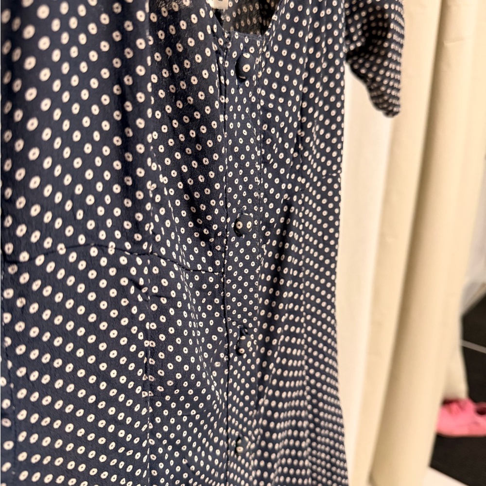 Flynn Skye Navy Polka Dot Button-Front Midi Dress - Picture 2 of 4